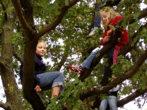 Die Trampolinspringerinnen Anika Volkmer (l) und Larissa Krüger (r) fühlen sich wohl in der Höhe! 